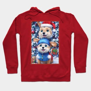 Cute father and son anime christmas dogs Hoodie